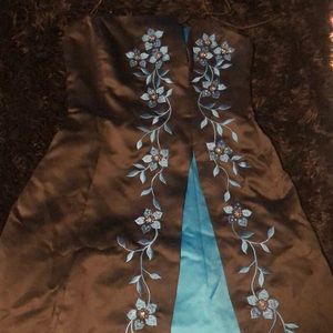 Black and blue short formal dress